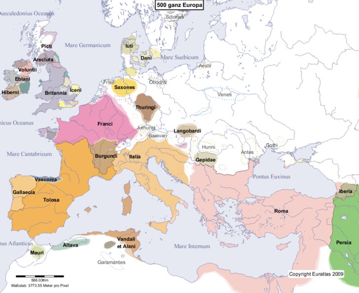 Karte Europas im Jahre 500