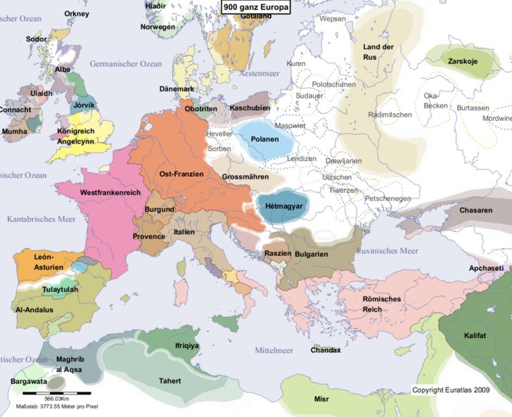 Karte Europas im Jahre 900