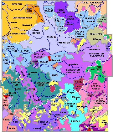 Zur Interaktiven Karte: Territorien in Nordrhein-Westfalen 1789